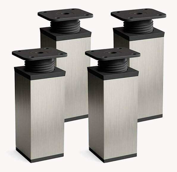 sossai® moderne Möbelfüße / Schrankfüße / Sockelfüße in Inox als 4er